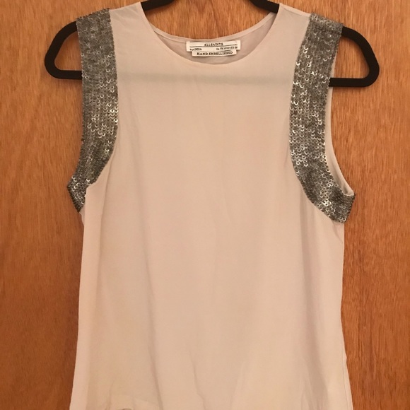 Allsaints ‘Gota’ Hand Embellished Silk Top - Picture 3 of 6